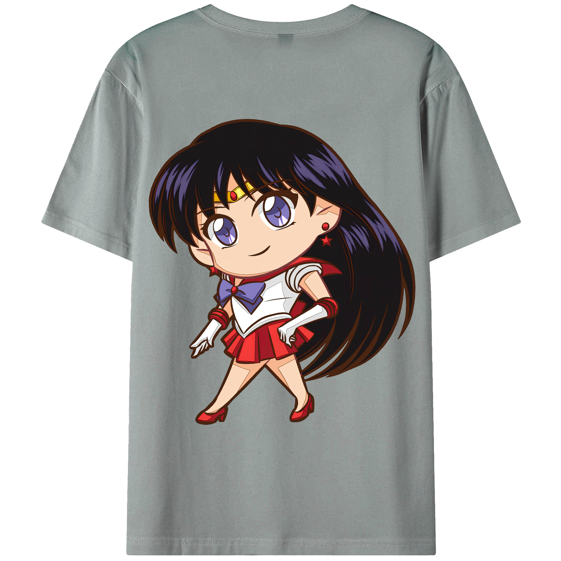（画像用） 美少女戦士セーラームーン 火野レイ ひの レイ Sailor Moon Hino Rei （セーラーマーズ,Sailor Mars） 綿100％ メンズ半袖Tシャツ（バックプリント） 通気性